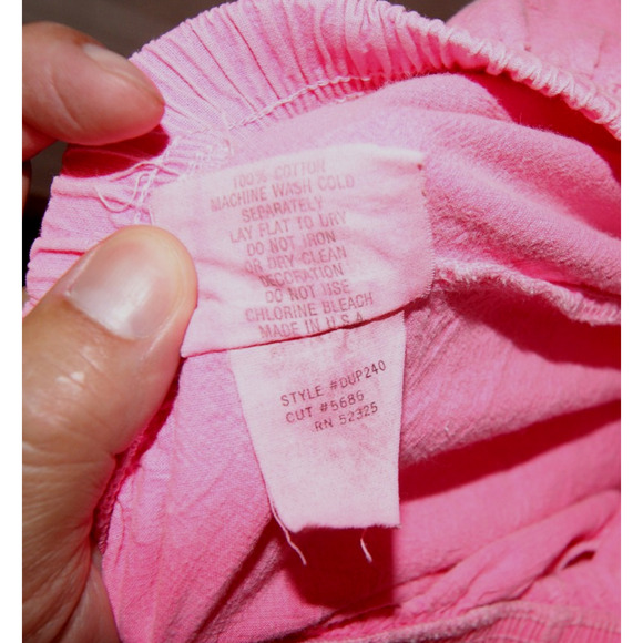 Vintage 90s Panama Jack Bright Neon Pink Small Beach Cotton Pants USA Made - Picture 7 of 12